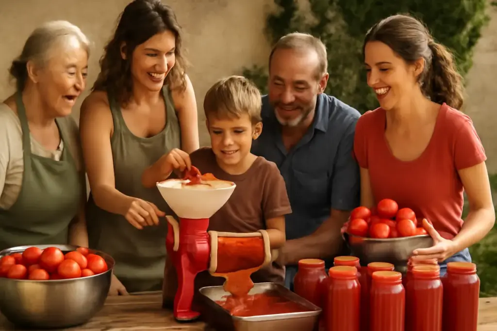 La tradizione della passata di pomodoro in famiglia: i motivi per cui resta una festa collettiva