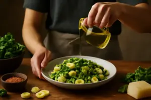 Orecchiette con cima di rapa ricetta pugliese: il gesto finale che esalta il profumo degli ingredienti